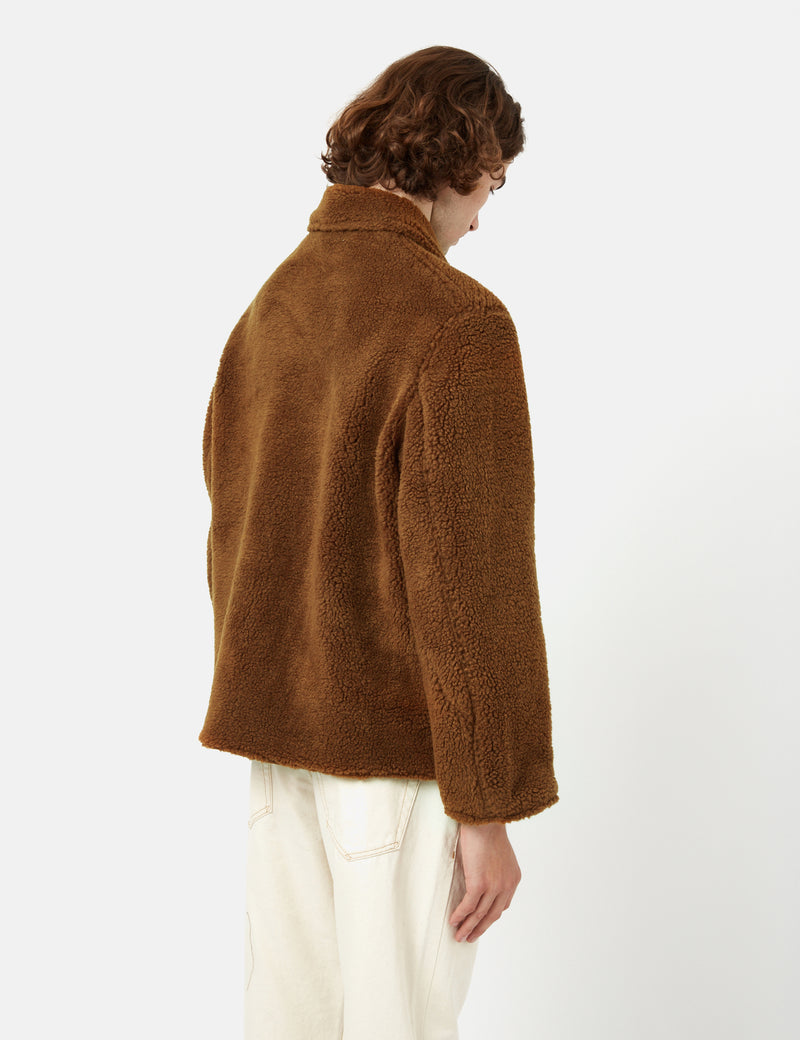 YMC Labour Chore Jacket (Faux Fur) - Rust Brown