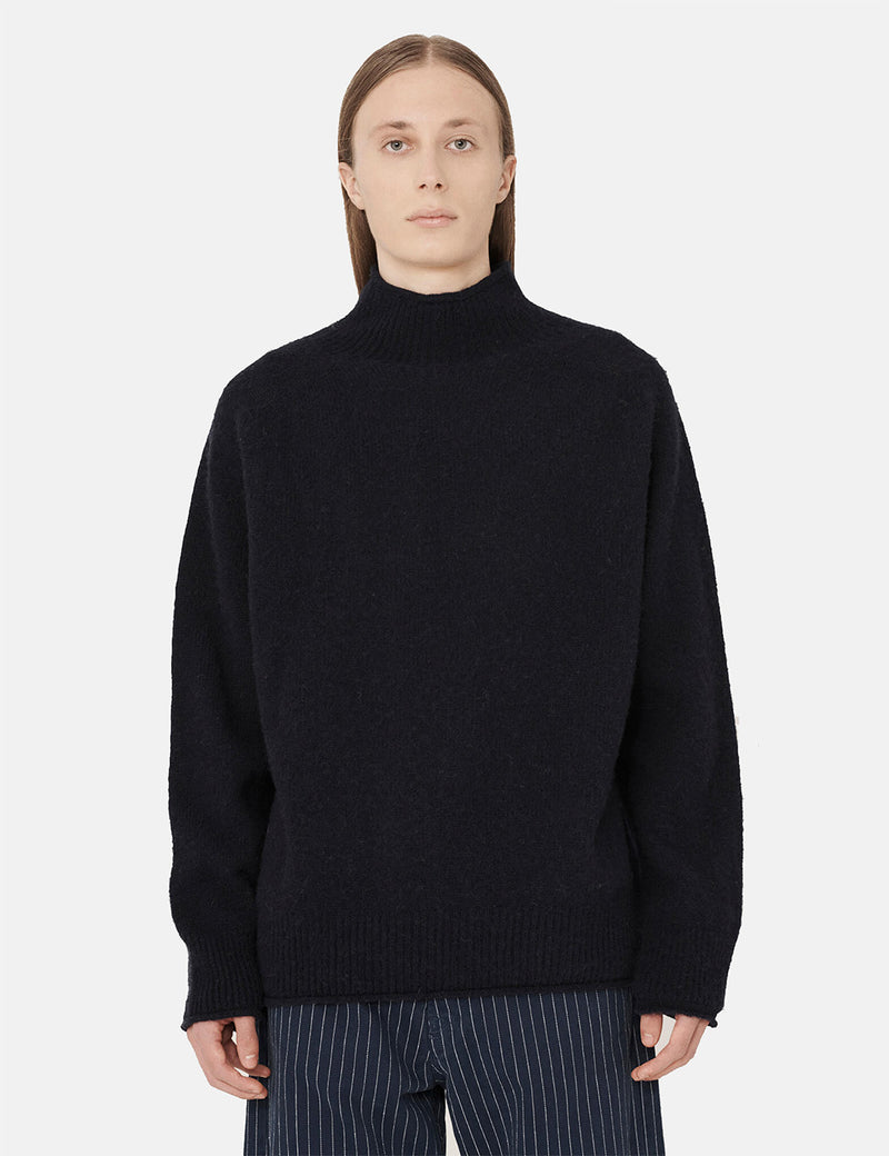 YMC Diddy Roll Neck (Brushed Lambswool) - Navy Blue