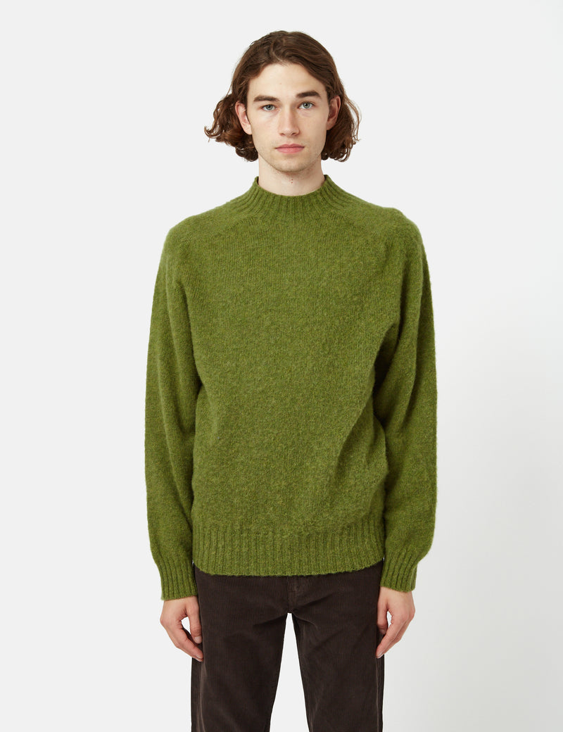 YMC Montand Turtleneck Jumper (Lambswool) - Olive Green