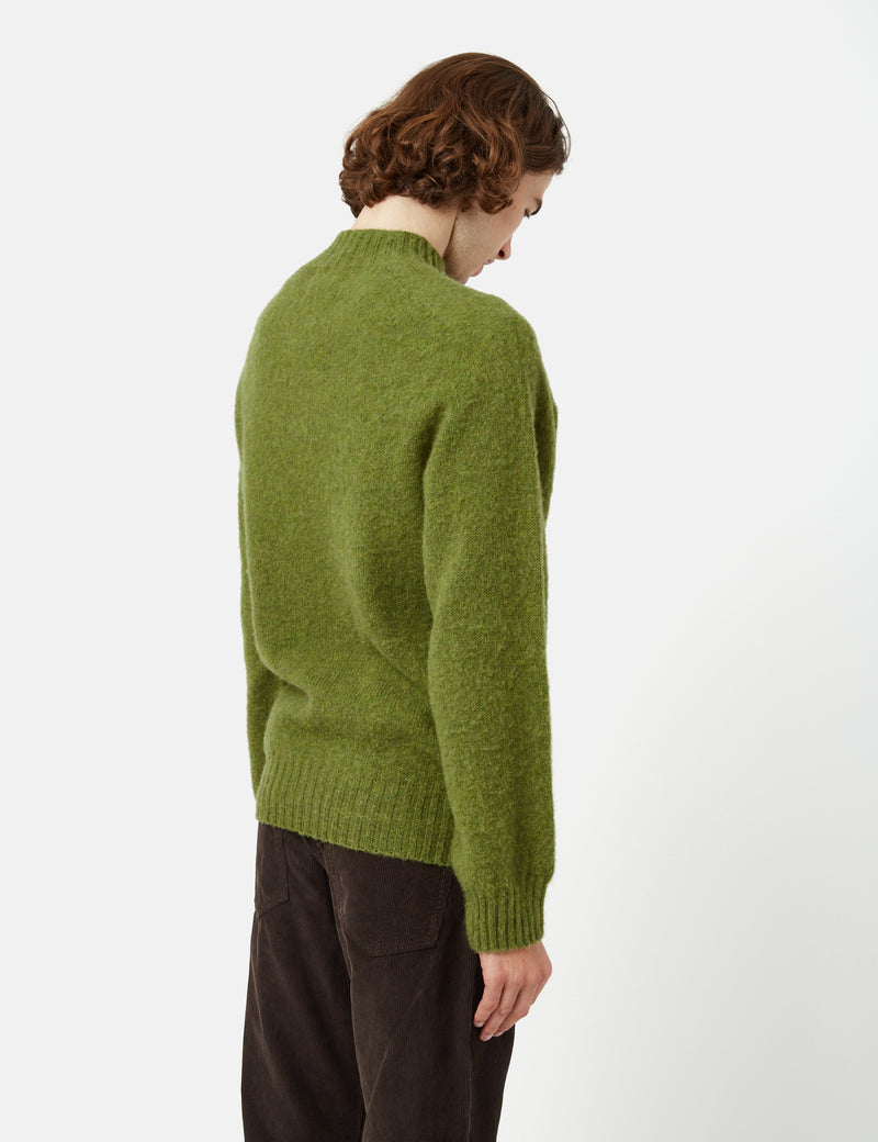 YMC Montand Turtleneck Jumper (Lambswool) - Olive Green