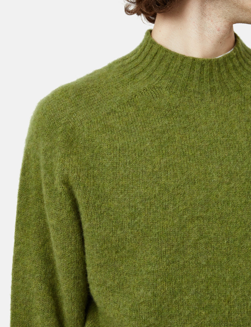 YMC Montand Turtleneck Jumper (Lambswool) - Olive Green