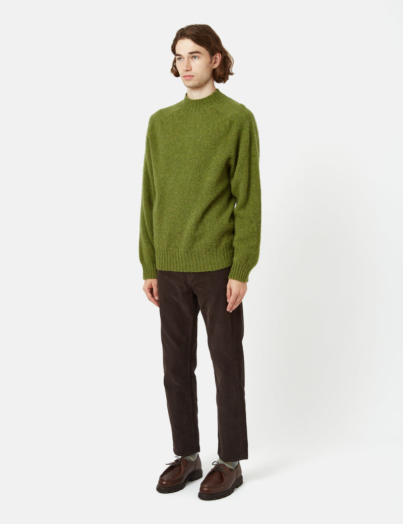 YMC Montand Turtleneck Jumper (Lambswool) - Olive Green