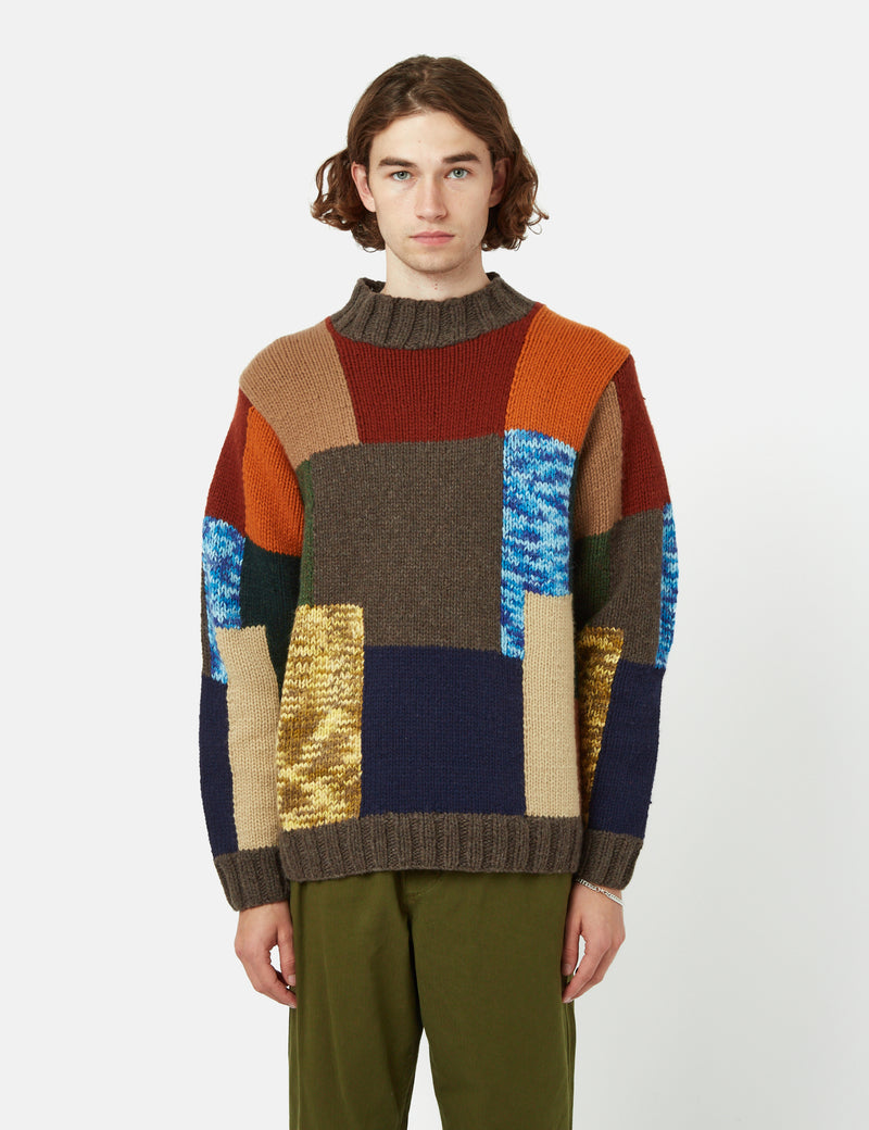 YMC Bluto Jumper (Lambswool) - Multi Brown