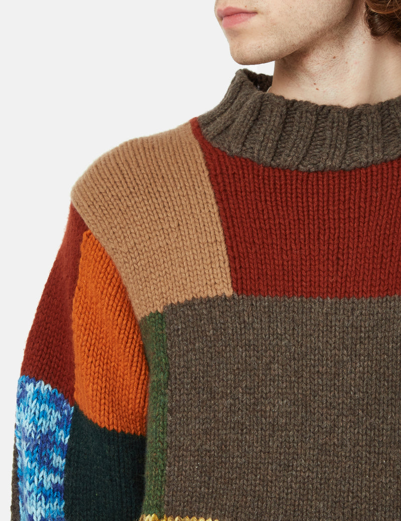 YMC Bluto Jumper (Lambswool) - Multi Brown