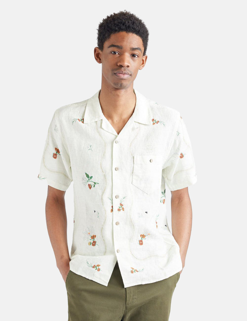 Percival Kowloon Cuban Short Sleeve Shirt (Linen) - White