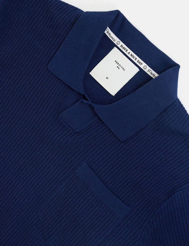 Percival Pullover Knit Shirt - Navy Blue