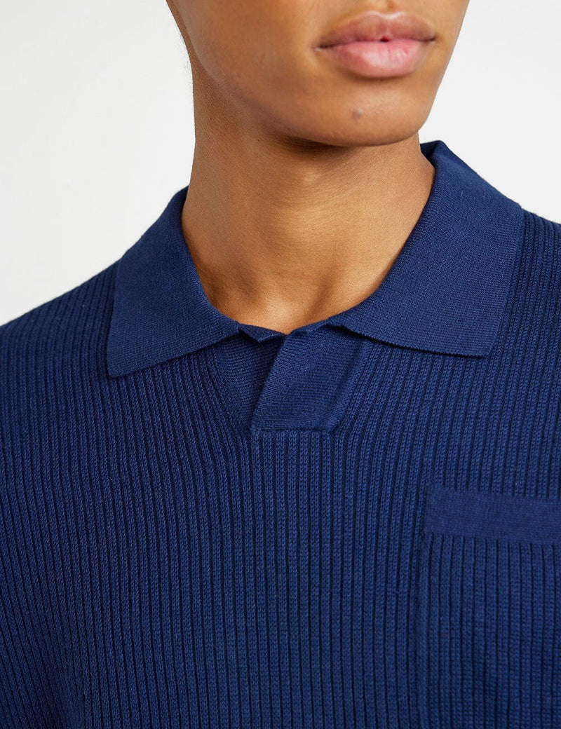 Percival Pullover Knit Shirt - Navy Blue