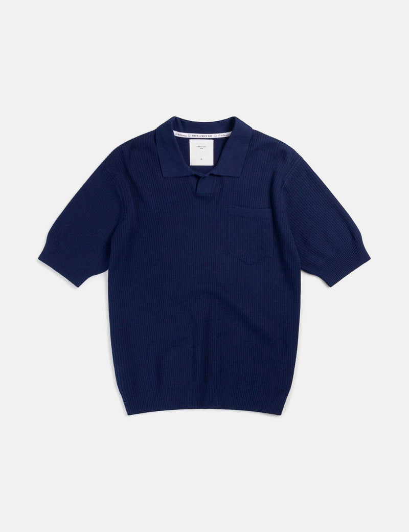 Percival Pullover Knit Shirt - Navy Blue