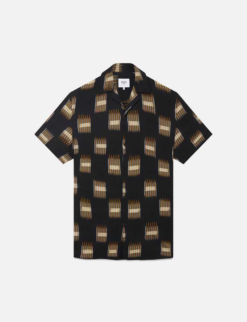 Wax London Didcot Short Sleeve Shirt - Ikat Black