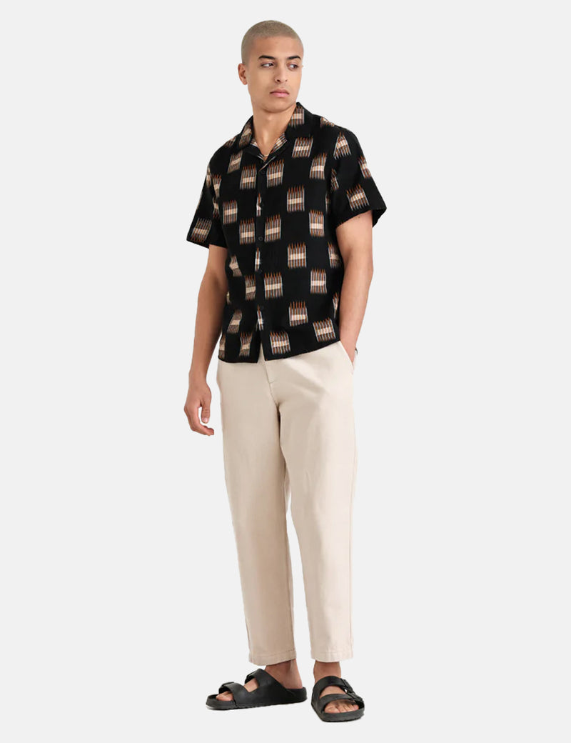 Wax London Didcot Short Sleeve Shirt - Ikat Black