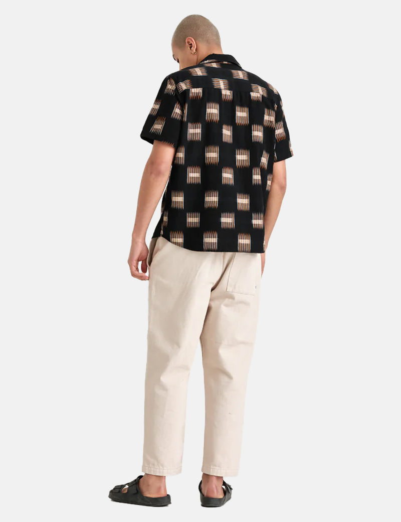 Wax London Didcot Short Sleeve Shirt - Ikat Black