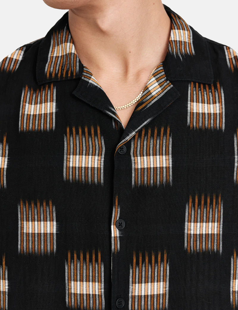 Wax London Didcot Short Sleeve Shirt - Ikat Black
