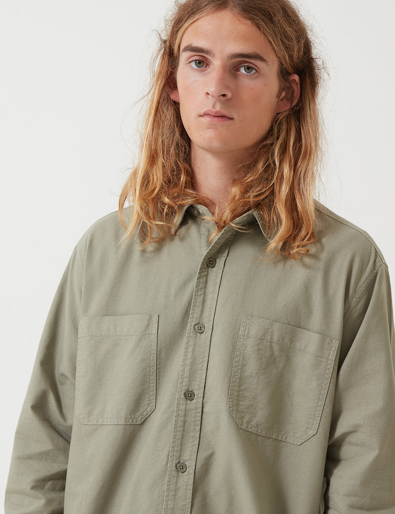 Nigel Cabourn Welder Pocket Oxford Shirt - Washed Army Green