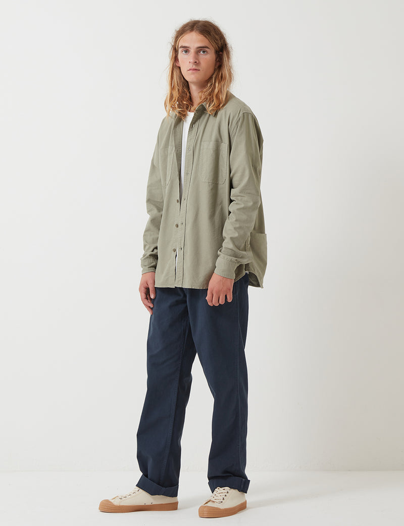 Nigel Cabourn Welder Pocket Oxford Shirt - Washed Army Green