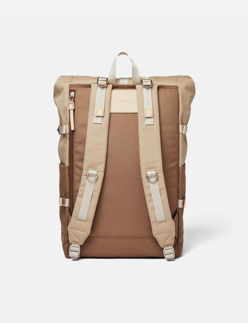 Sandqvist Bernt Rolltop Backpack - (Recycled Poly) - Brown/Natural Leather