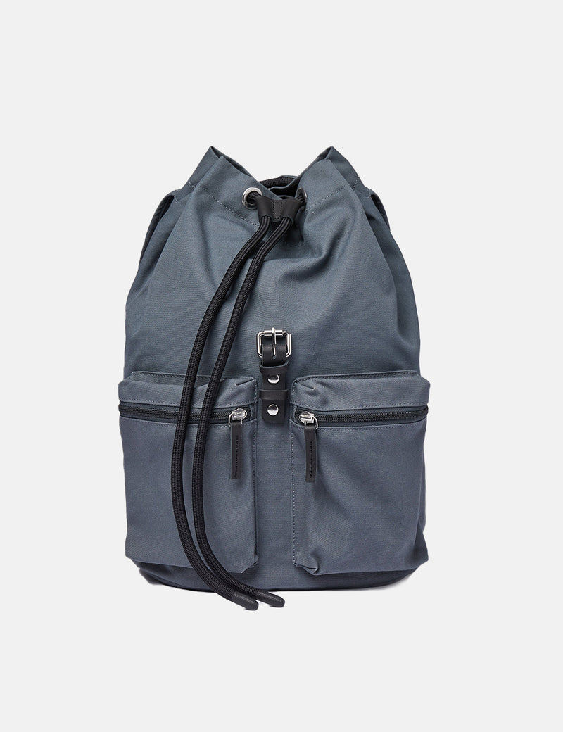 Sandqvist Roald Backpack (Organic/Recycled) - Dark Slate/Black Leather