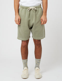 Nigel Cabourn Embroidered Arrow Shorts (Heavy Fleece) - US Army Green