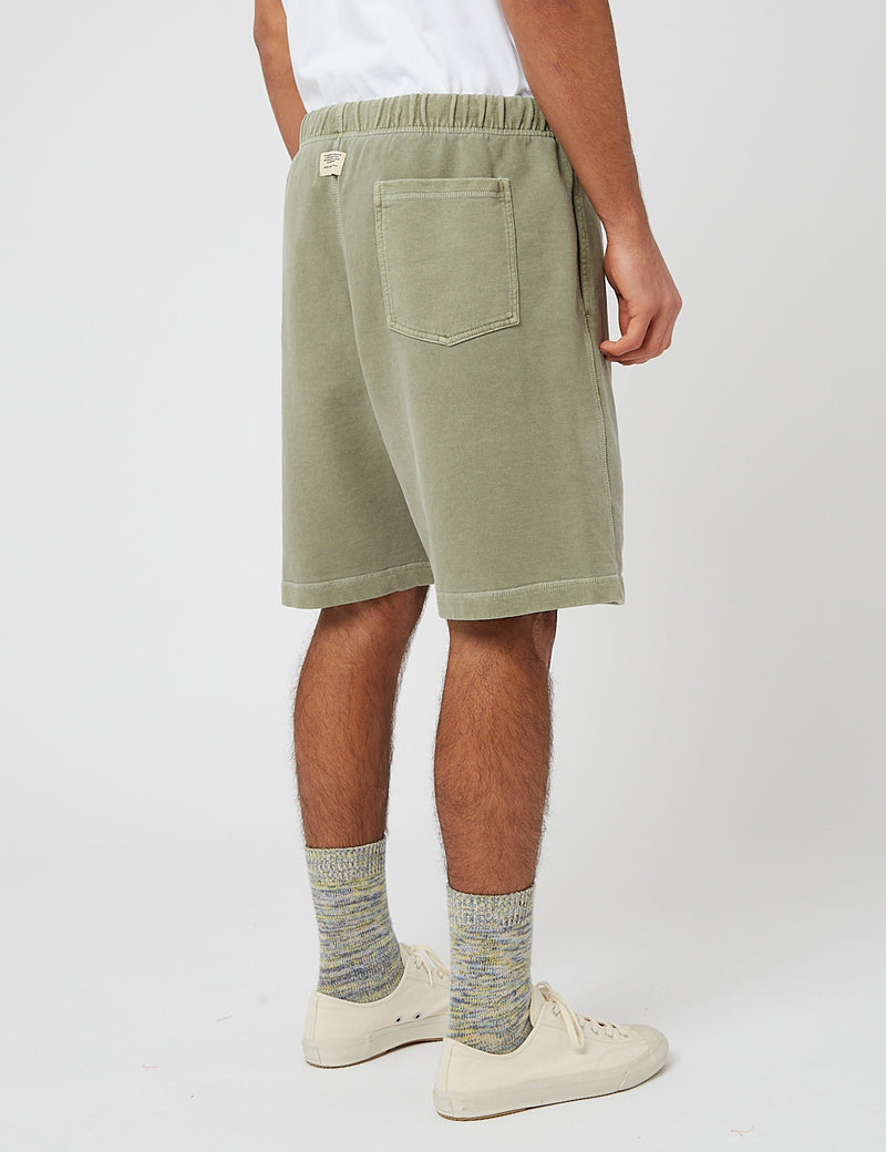 Nigel Cabourn Bestickte Arrow Shorts (Schweres Fleece) - US Army Green