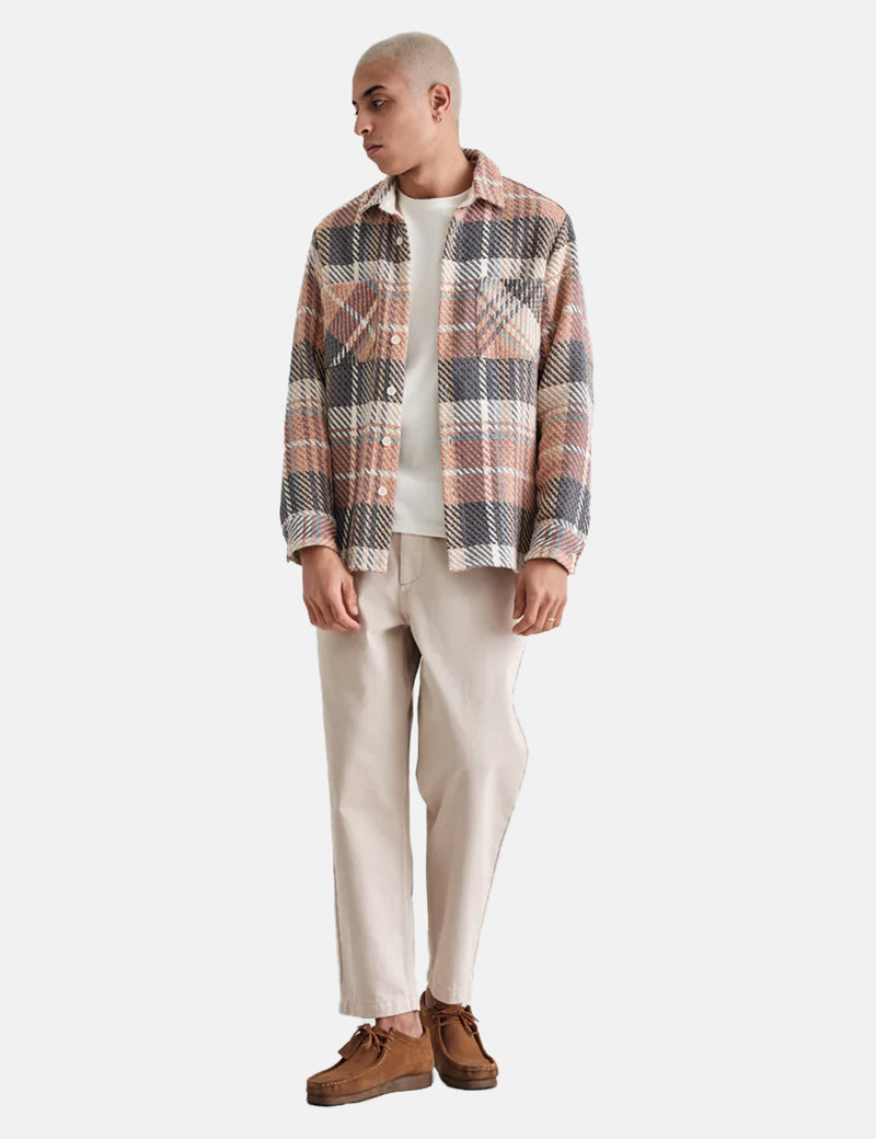 Wax London Whiting Overshirt (Madras Check) - Orange/Grey