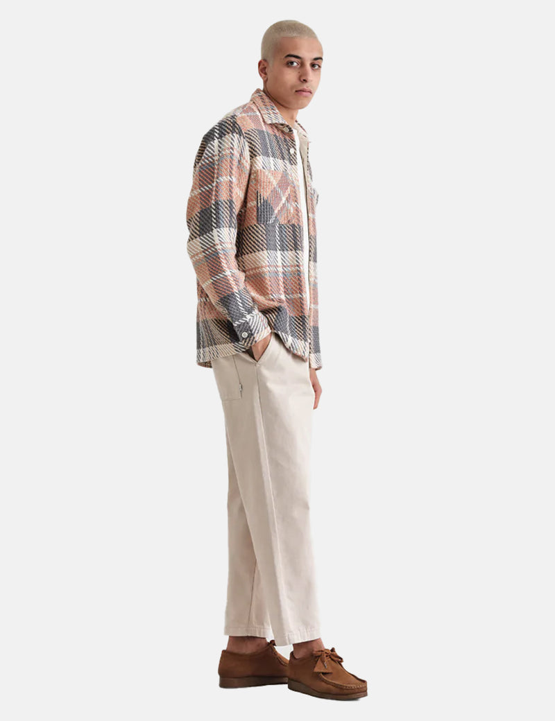 Wax London Whiting Overshirt (Madras Check) - Orange/Grey