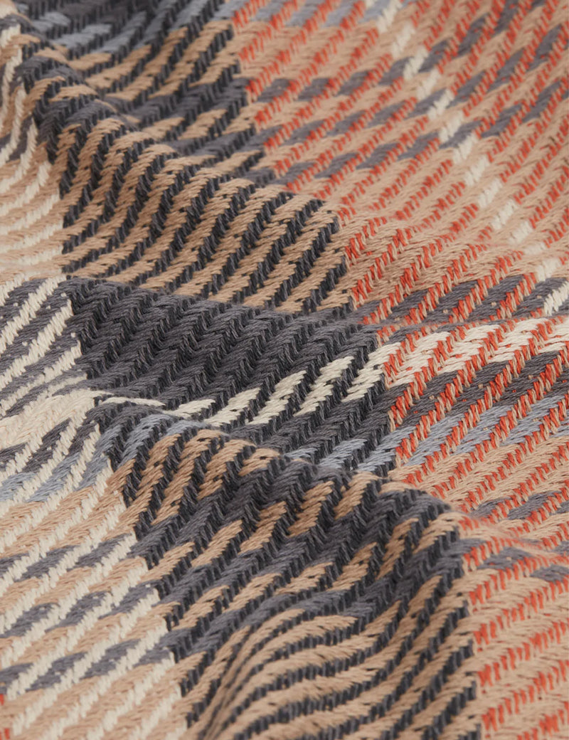 Wax London Whiting Overshirt (Madras Check) - Orange/Grey