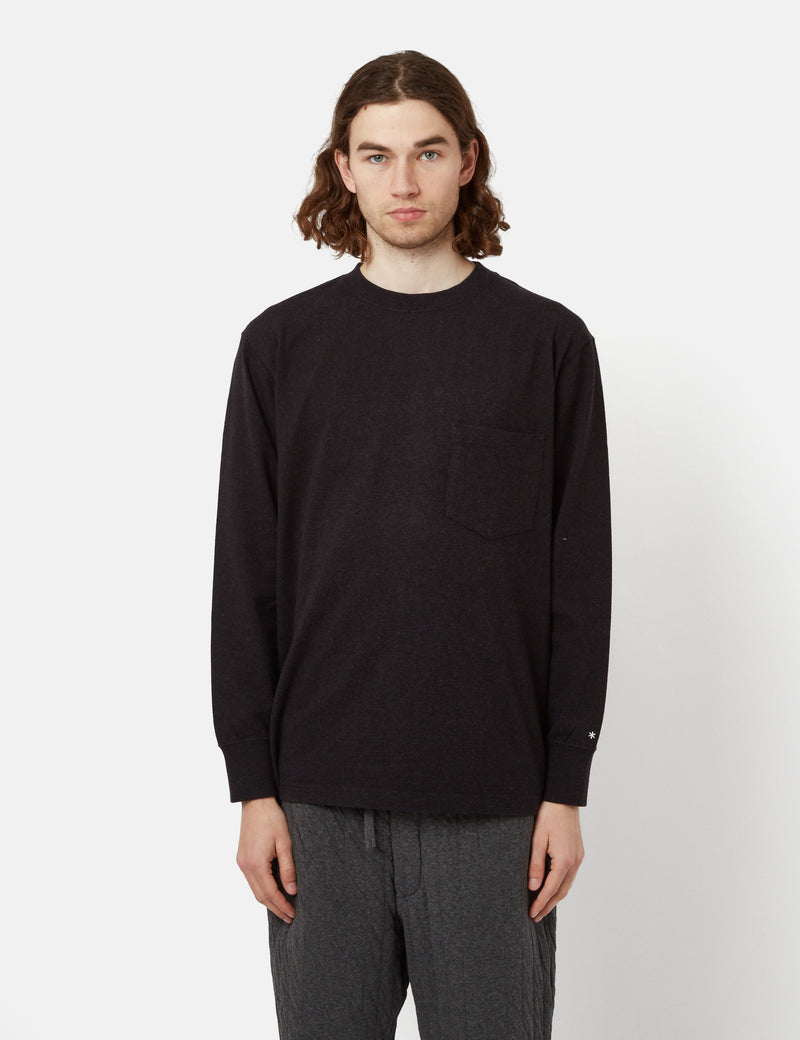 Snow Peak Recycled Cotton Heavy Long Sleeve T-Shirt - Black