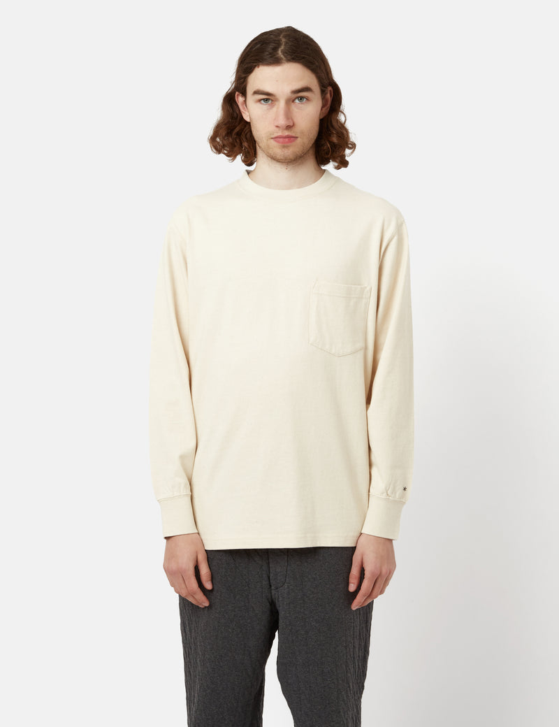 Snow Peak Recycled Cotton Heavy Long Sleeve T-Shirt - Ecru