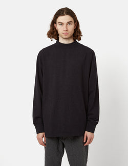Snow Peak Recycled Cotton Heavy Mockneck Long Sleeve T-Shirt - Black