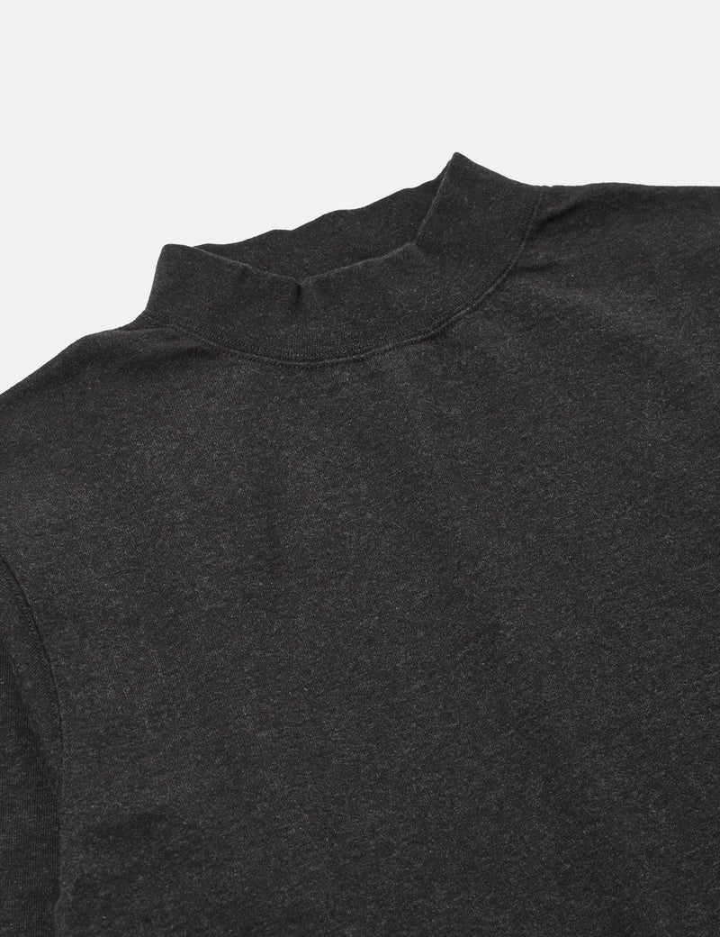 Snow Peak Recycled Cotton Heavy Mockneck Long Sleeve T-Shirt - Black