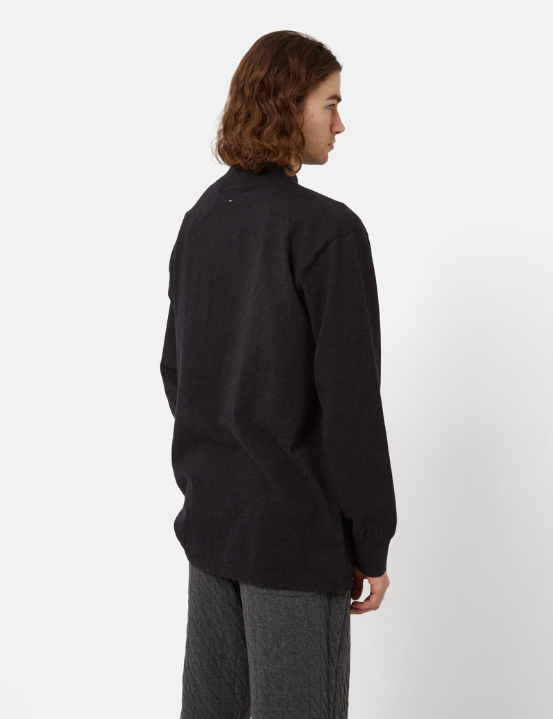 Snow Peak Recycled Cotton Heavy Mockneck Long Sleeve T-Shirt - Black