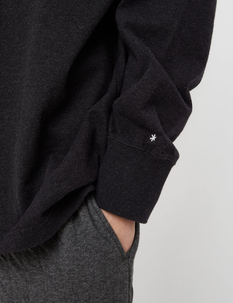 Snow Peak Recycled Cotton Heavy Mockneck Long Sleeve T-Shirt - Black