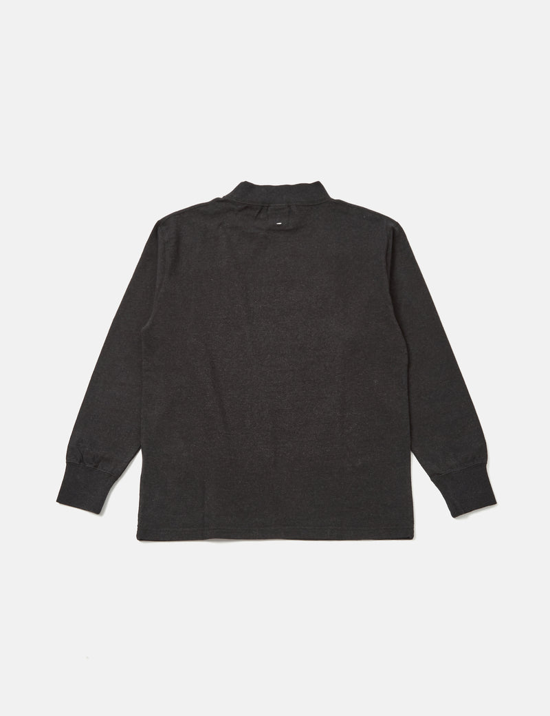 Snow Peak Recycled Cotton Heavy Mockneck Long Sleeve T-Shirt - Black