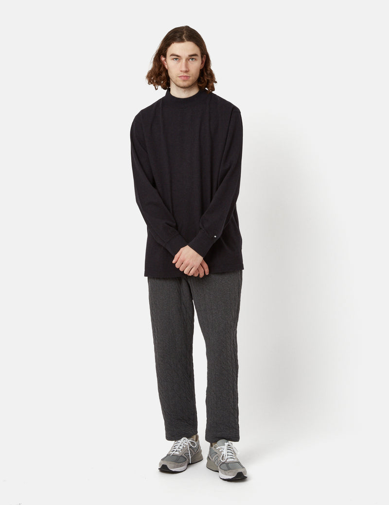 Snow Peak Recycled Cotton Heavy Mockneck Long Sleeve T-Shirt - Black