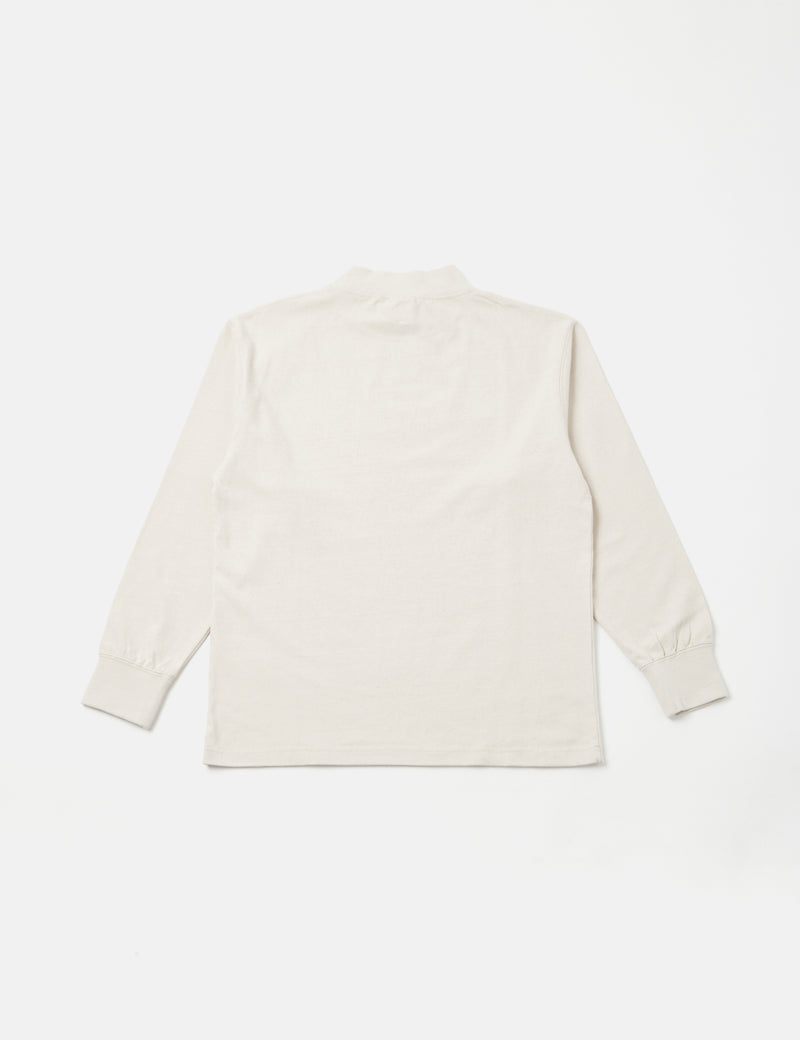 Snow Peak Recycled Cotton Heavy Mockneck Long Sleeve T-Shirt - Ecru