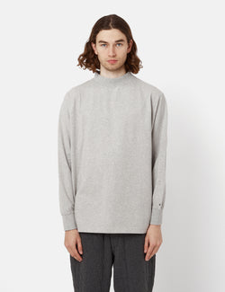 Snow Peak Recycled Cotton Heavy Mockneck Long Sleeve T-Shirt - Grey