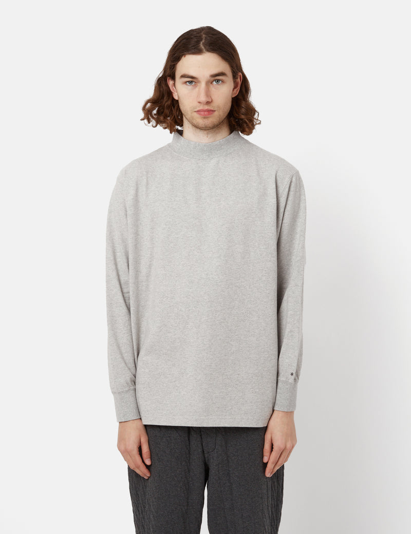 Snow Peak Recycled Cotton Heavy Mockneck Long Sleeve T-Shirt - Grey