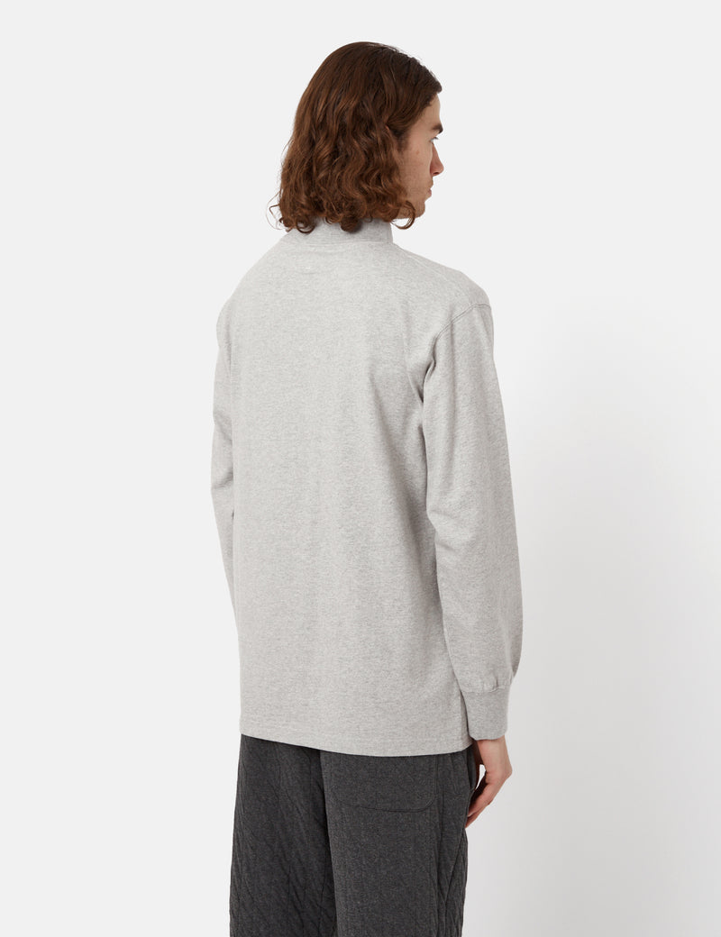 Snow Peak Recycled Cotton Heavy Mockneck Long Sleeve T-Shirt - Grey