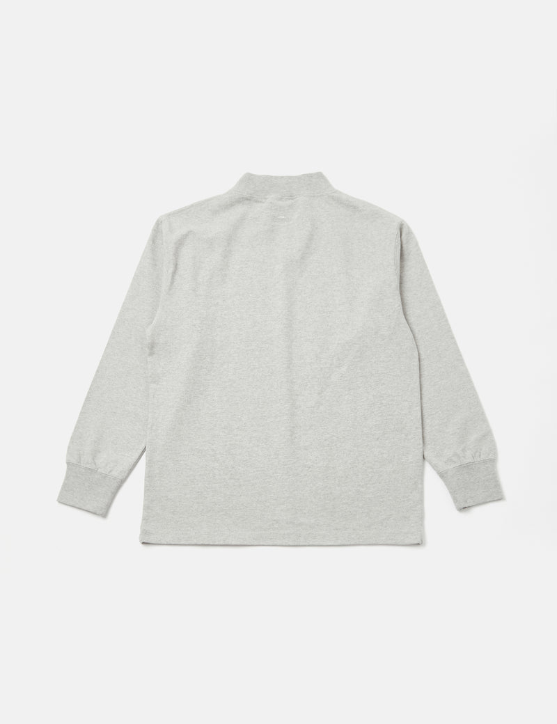 Snow Peak Recycled Cotton Heavy Mockneck Long Sleeve T-Shirt - Grey