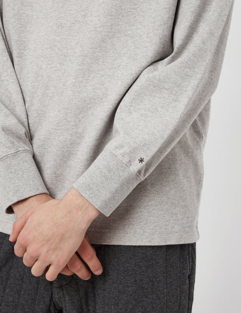 Snow Peak Recycled Cotton Heavy Mockneck Long Sleeve T-Shirt - Grey