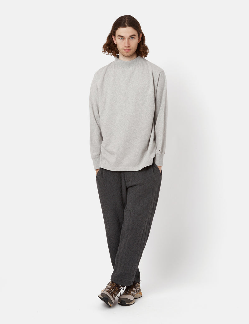 Snow Peak Recycled Cotton Heavy Mockneck Long Sleeve T-Shirt - Grey
