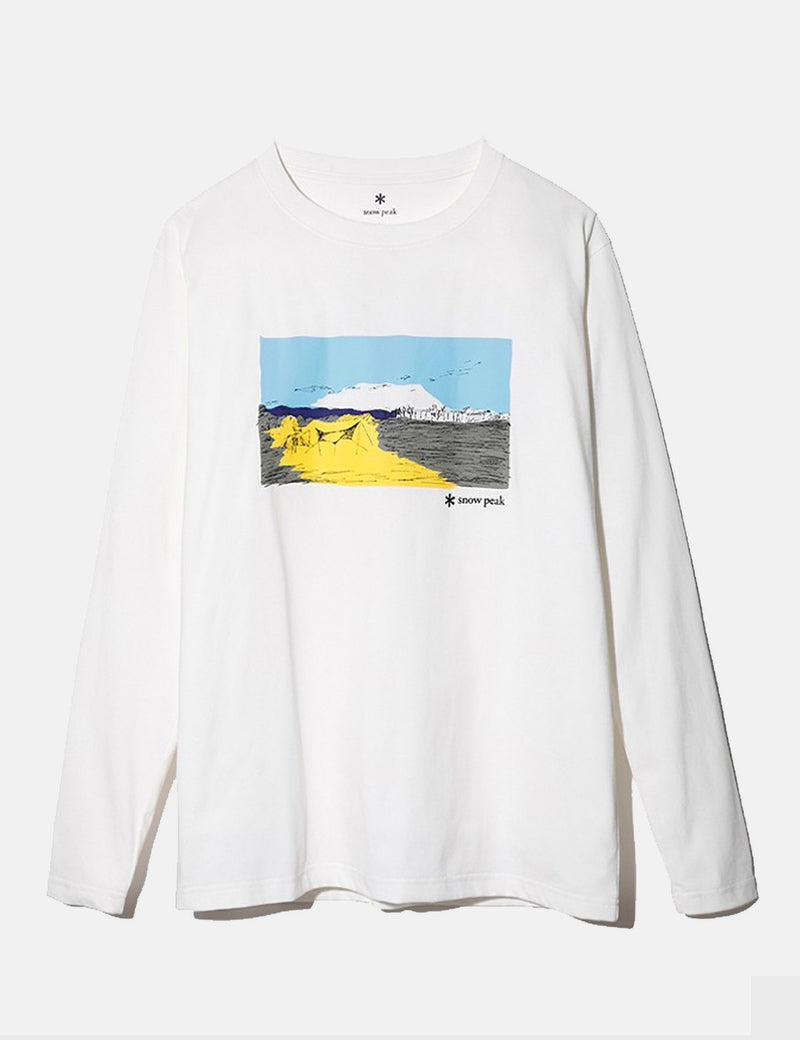 Snow Peak Campfield Long Sleeve T-Shirt - White