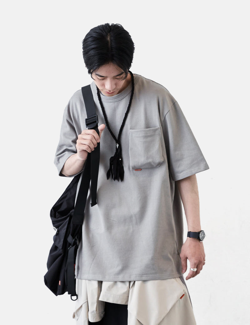 GOOPiMADE “TYPE-X” 3D Pocket T-Shirt - Light Grey