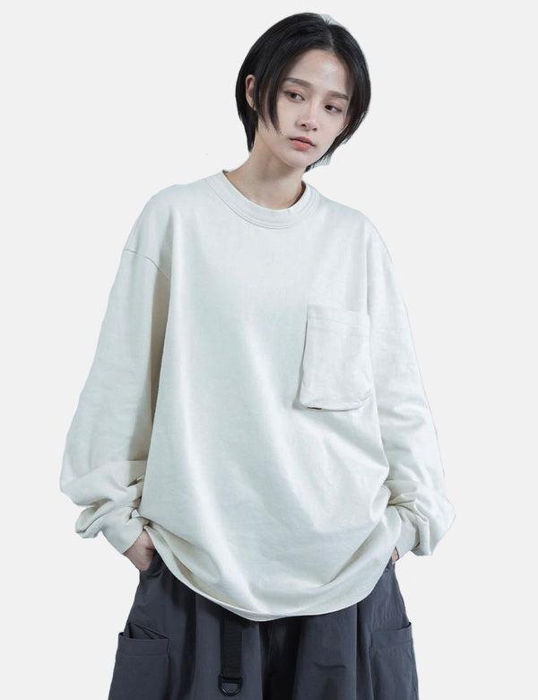 GOOPiMADE Type-X 3D Pocket Long Sleeve T-Shirt -  Ecru
