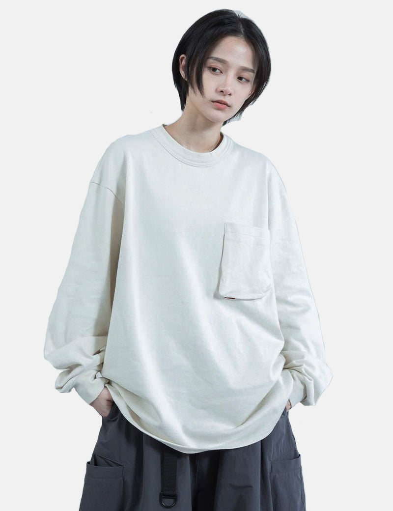 GOOPiMADE Type-X 3D Pocket Long Sleeve T-Shirt -  Ecru