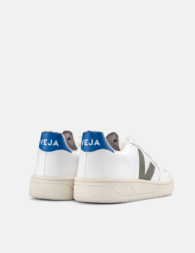 Veja V-10 Leather Trainers - Extra White/Khaki/Indigo