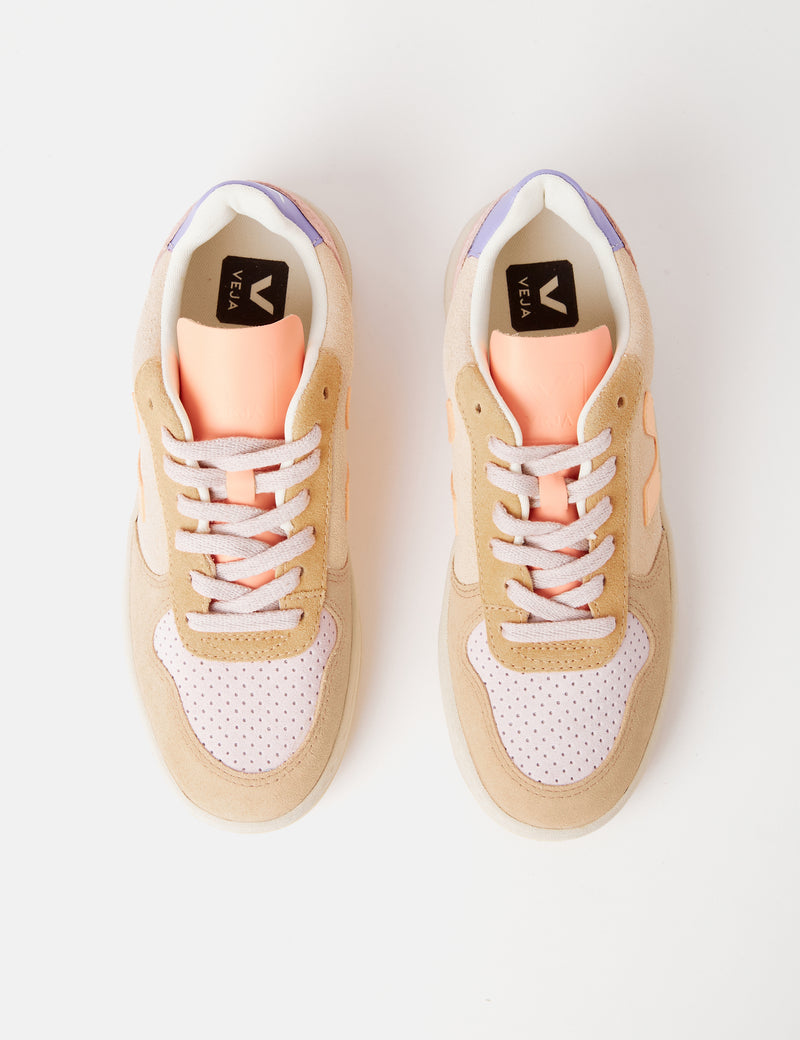Women's Veja V-10 Suede Trainers - Peach/Multicolour