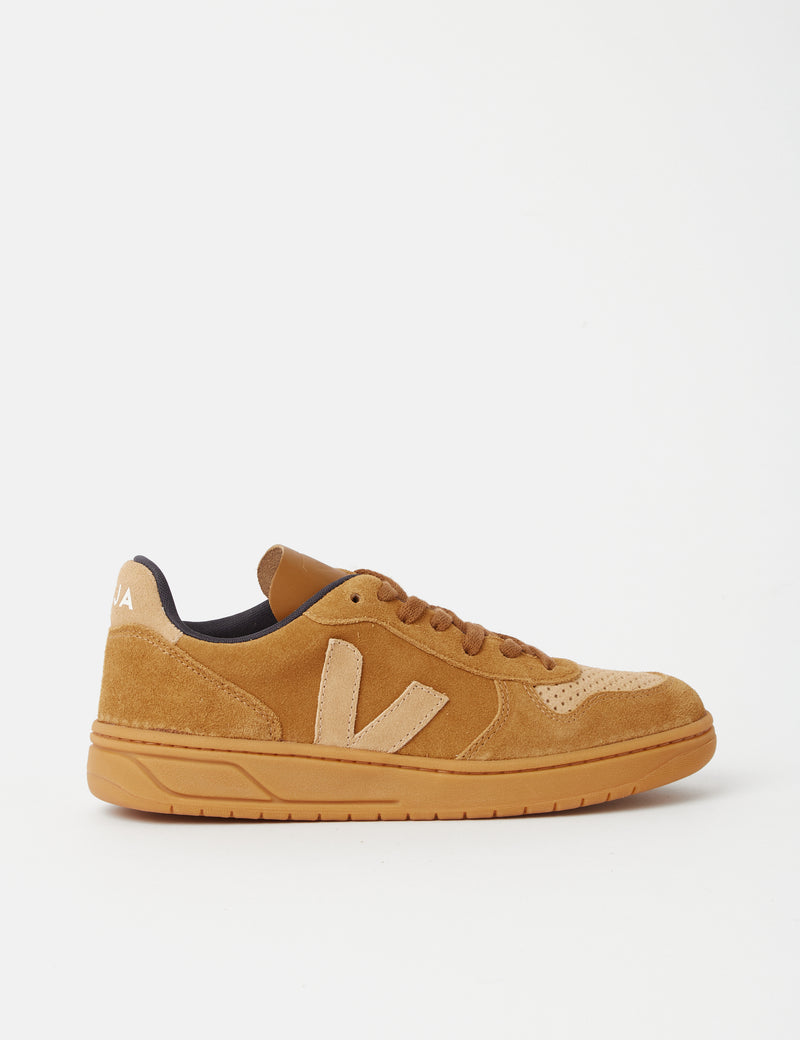 Women's Veja V-10 Suede Trainers - Camel/Desert