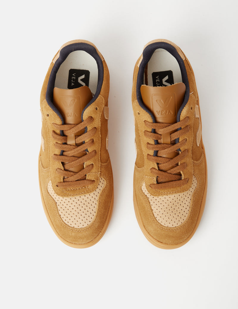 Women's Veja V-10 Suede Trainers - Camel/Desert
