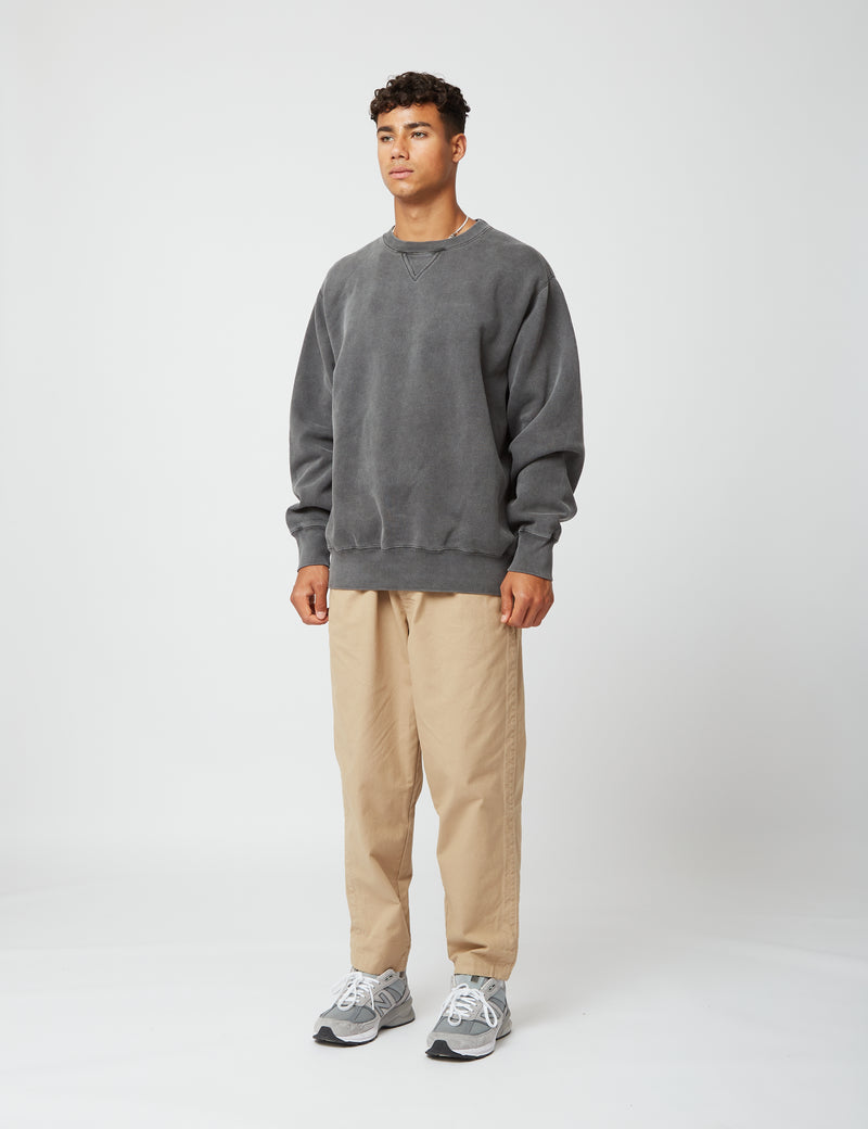 Bhode Pigment Dyed Crew Sweat (Organic/Canada Origin, 16oz) - Dusty Black