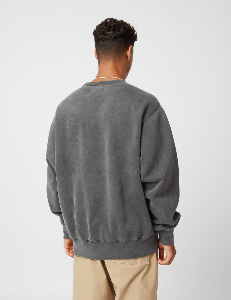 Bhode Pigment Dyed Crew Sweat (Organic/Canada Origin, 16oz) - Dusty Black